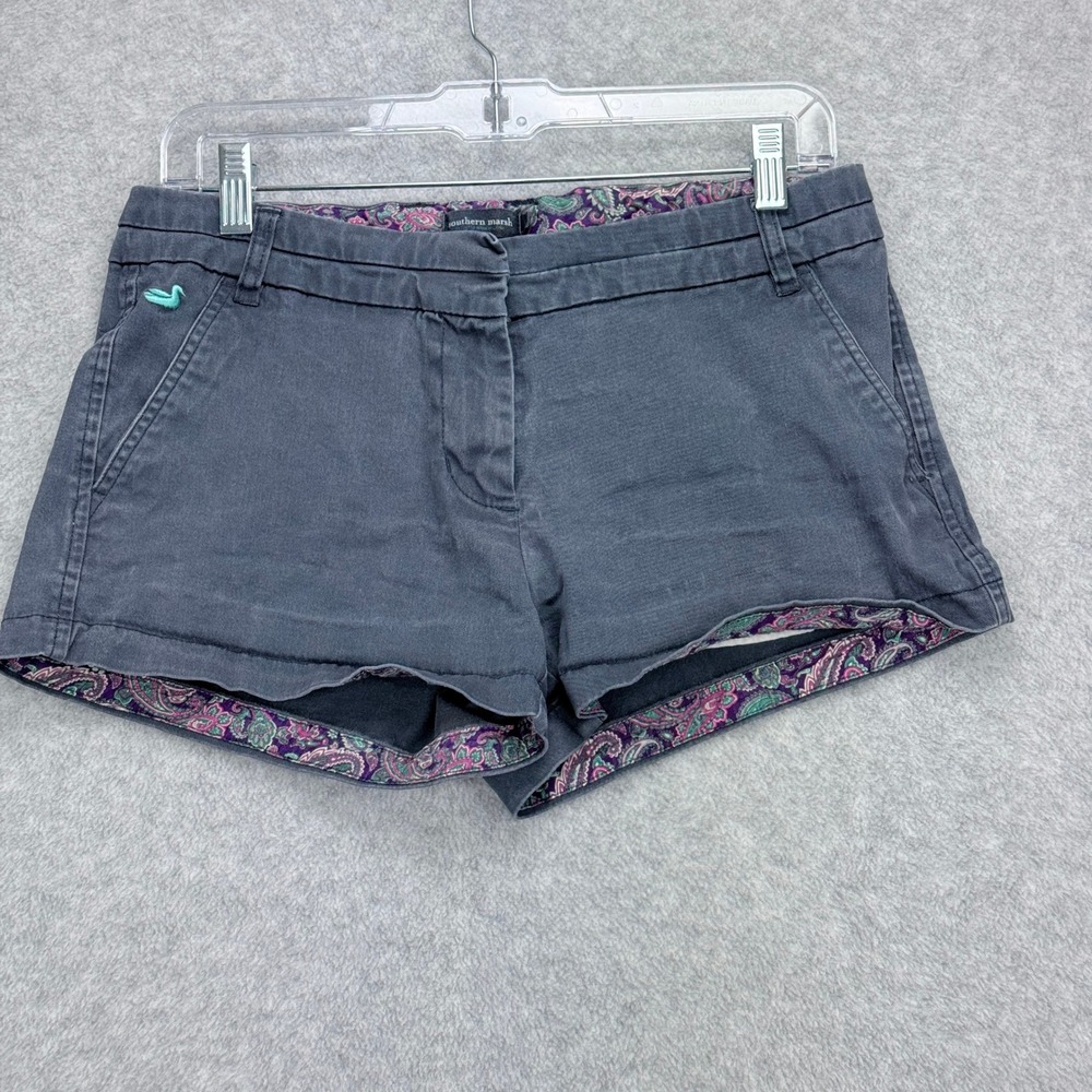 Southern Marsh Chino Shorts Women 6 Gray Preppy, Southern, Coastal, Country Club